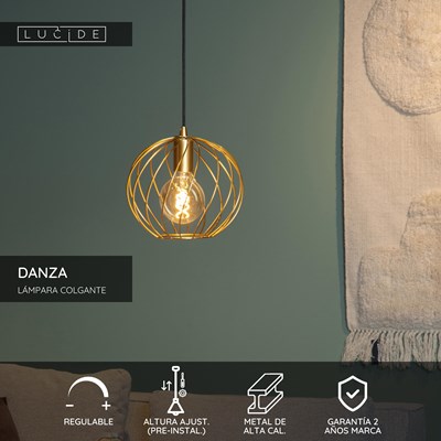 Lucide DANZA - Lámpara colgante - Ø 25 cm - 1xE27 - Oro mate / Latón